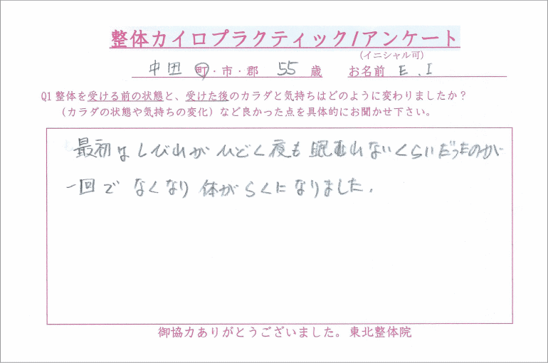 中田町　坐骨神経痛　足のしびれ