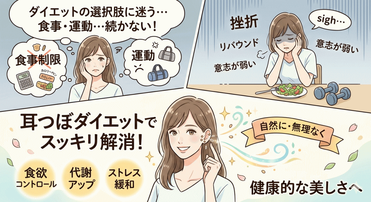 登米市 本気で痩せるなら、運動なしの耳ツボダイエット。初回60分
